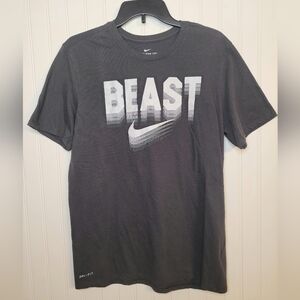 Nike Men's Dark Gray Beast Dri Fit Graphic Tee Size L Athletic Cut